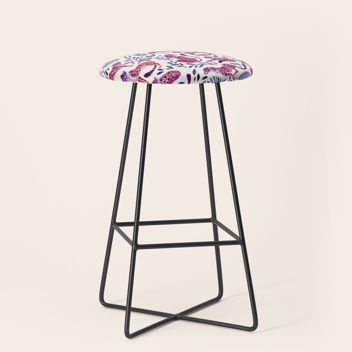 Cheetah Collection - Mauve & Indigo Stool Gallery Image 1