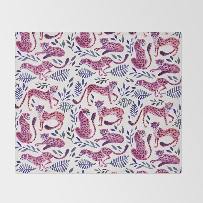 Cheetah Collection - Mauve & Indigo Throw Blanket Gallery Image 2