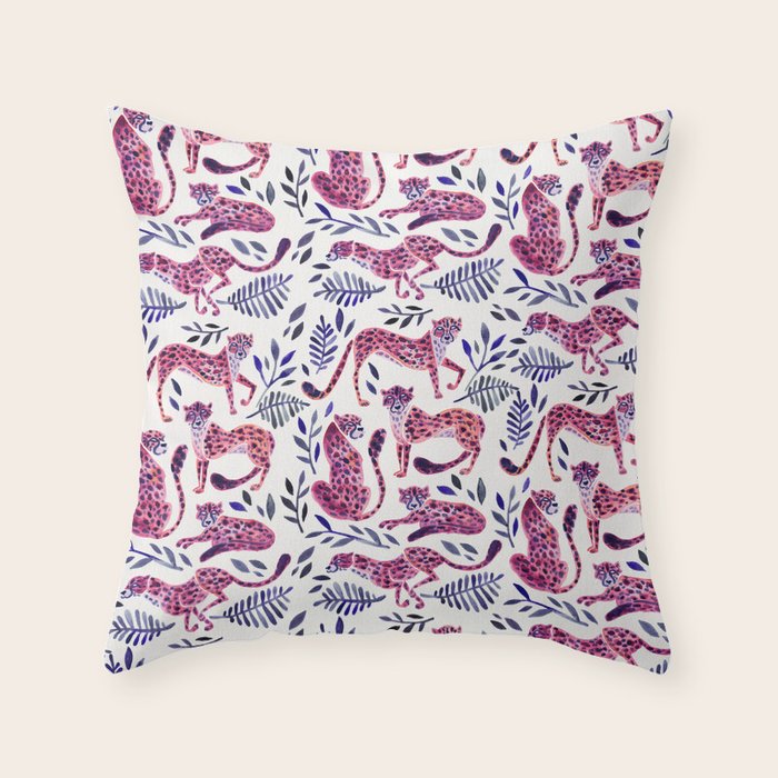 Cheetah Collection - Mauve & Indigo Throw Pillow Gallery Image 6