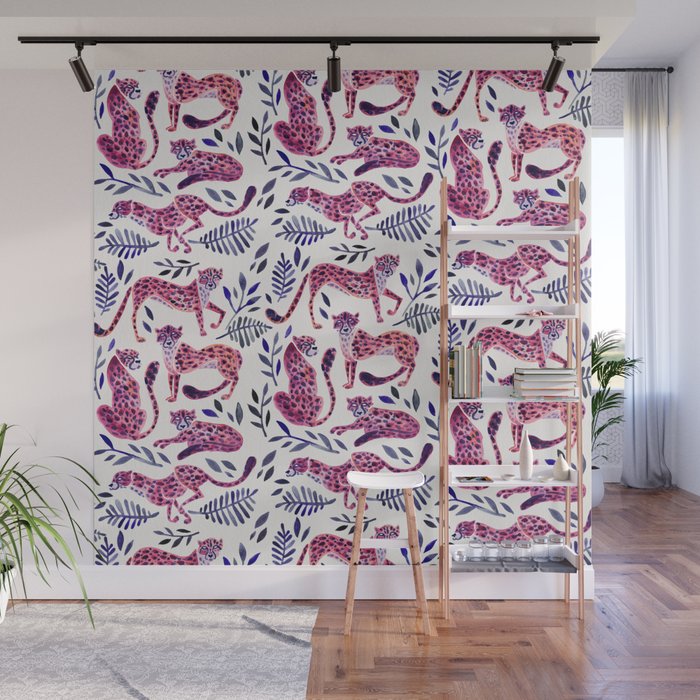 Cheetah Collection - Mauve & Indigo Wall Mural Gallery Image 1
