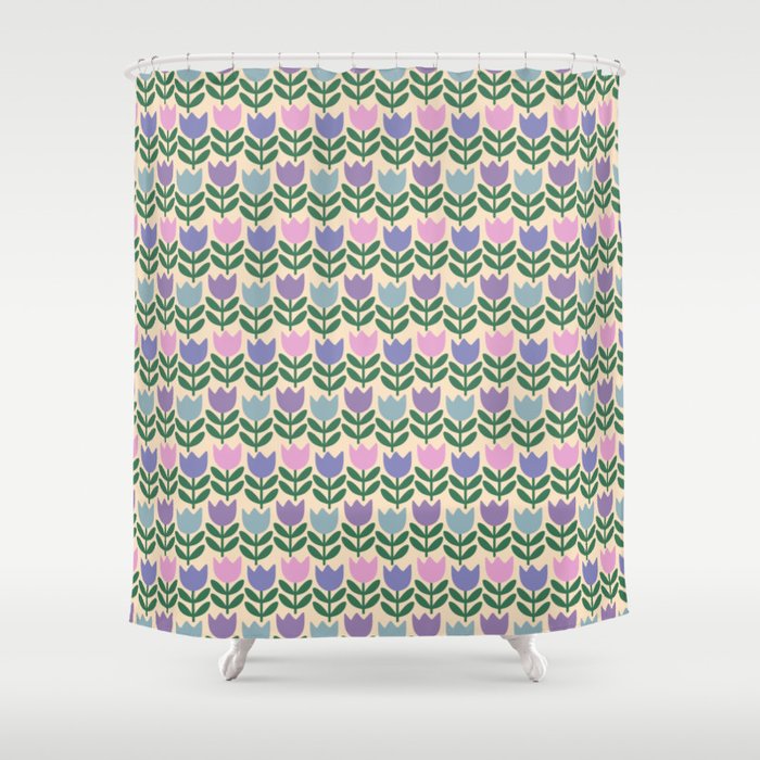 Tulip - Pastel Floral Pattern Shower Curtain Gallery Image 1