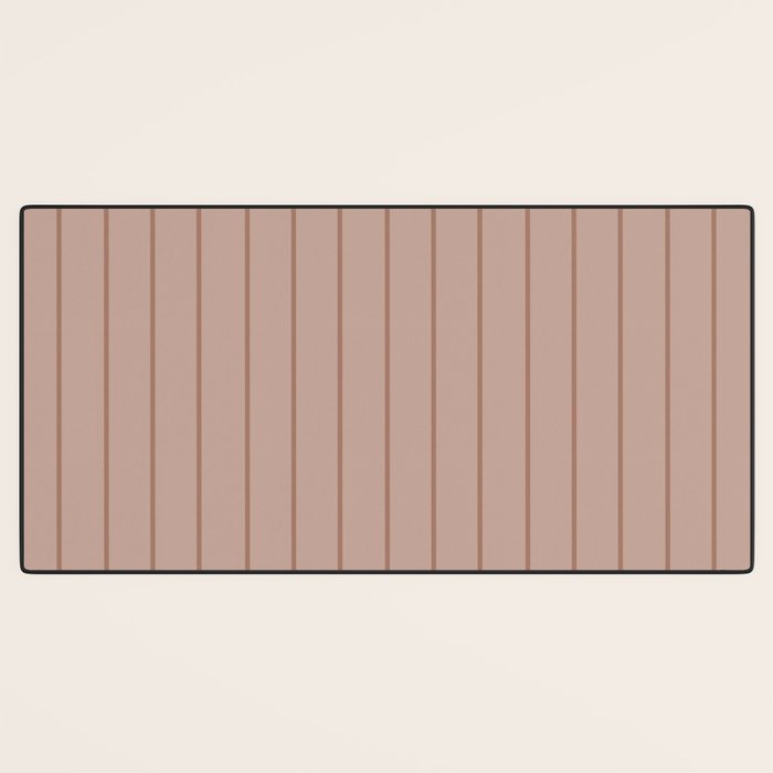Classic Pinstripes Mocha Vertical Narrow Stripe Pattern in Brown Desk Mat Gallery Image 3