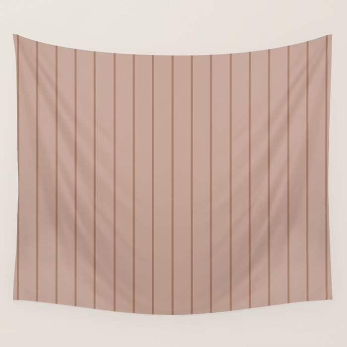 Classic Pinstripes Mocha Vertical Narrow Stripe Pattern in Brown Wall Tapestry Gallery Image 4