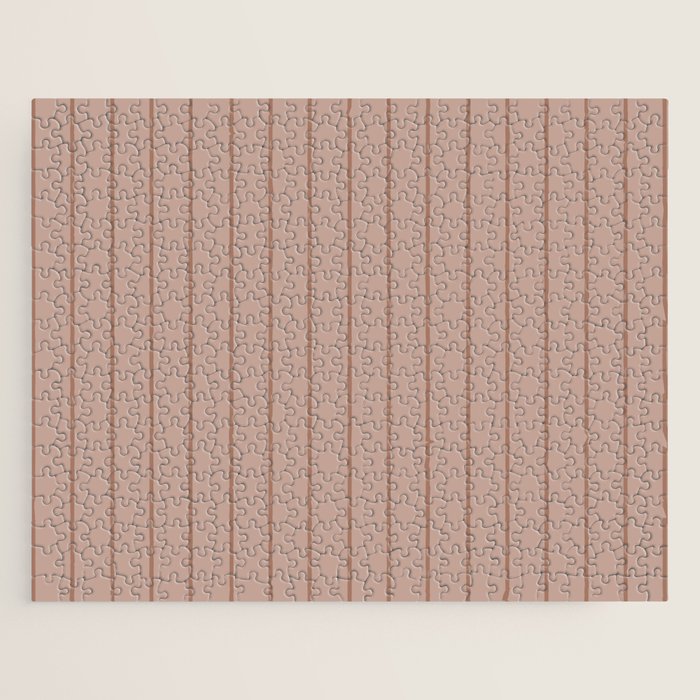 Classic Pinstripes Mocha Vertical Narrow Stripe Pattern in Brown Jigsaw Puzzle Gallery Image 1