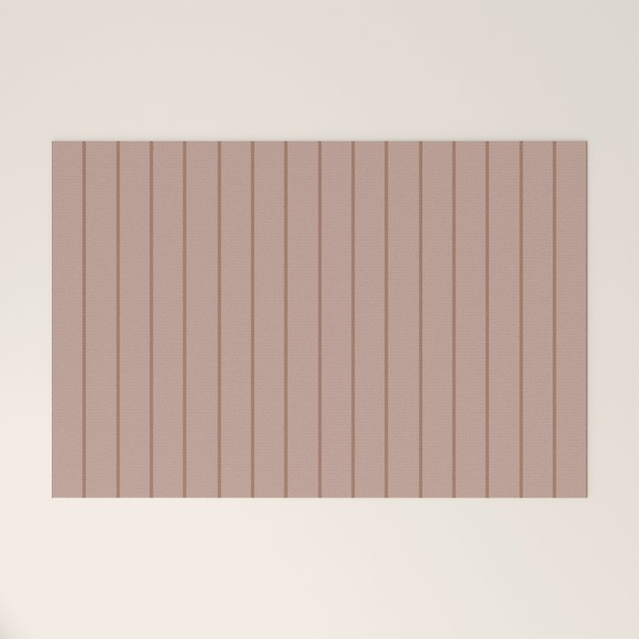 Classic Pinstripes Mocha Vertical Narrow Stripe Pattern in Brown Welcome Mat Gallery Image 1