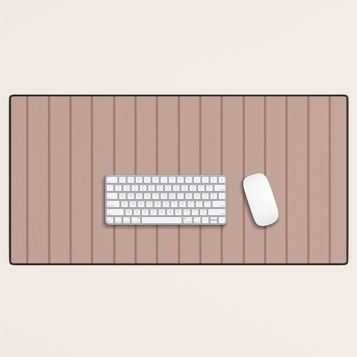 Classic Pinstripes Mocha Vertical Narrow Stripe Pattern in Brown Desk Mat Gallery Image 1