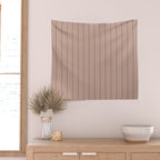 Classic Pinstripes Mocha Vertical Narrow Stripe Pattern in Brown Wall Tapestry Gallery Image 2