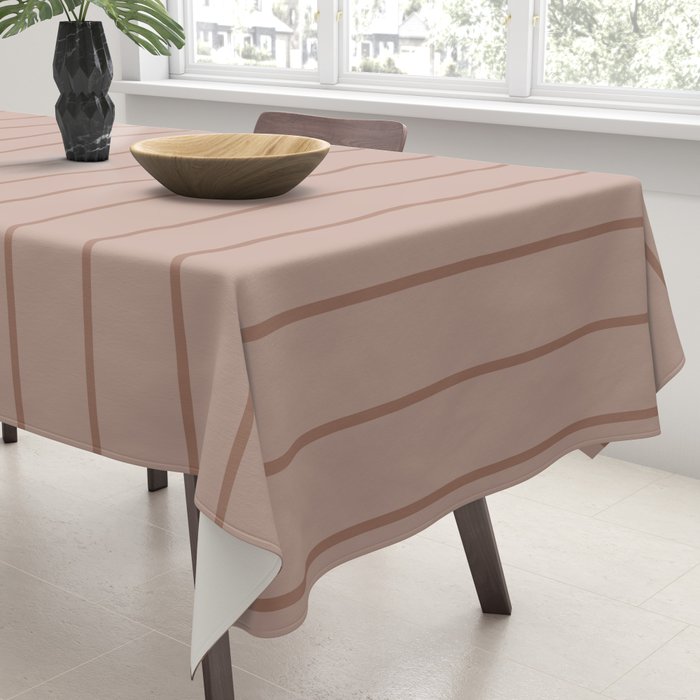 Classic Pinstripes Mocha Vertical Narrow Stripe Pattern in Brown Tablecloth Gallery Image 3