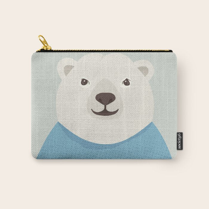 Whimsy Polar Bear, Animal Portrait Carry All Pouch Gallery Image 1