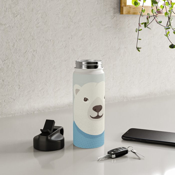 Whimsy Polar Bear, Animal Portrait Water Bottle Gallery Image 4