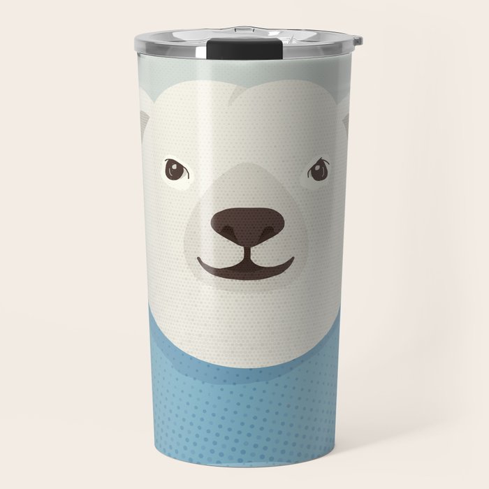 Whimsy Polar Bear, Animal Portrait Travel Mug Gallery Image 1