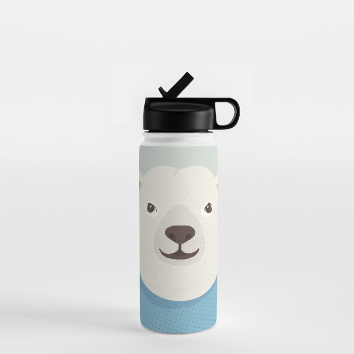 Whimsy Polar Bear, Animal Portrait Water Bottle Gallery Image 1