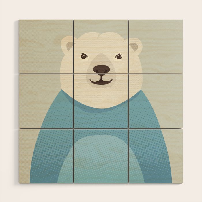 Whimsy Polar Bear, Animal Portrait Wood Wall Art Gallery Image 1