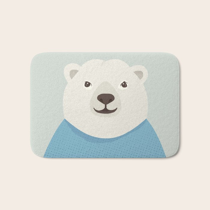 Whimsy Polar Bear, Animal Portrait Bath Mat Gallery Image 1