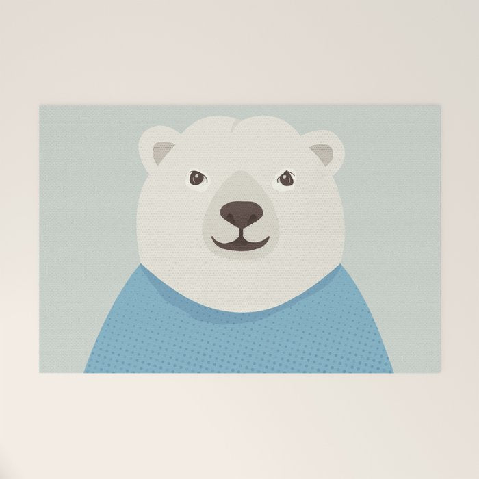 Whimsy Polar Bear, Animal Portrait Welcome Mat Gallery Image 1