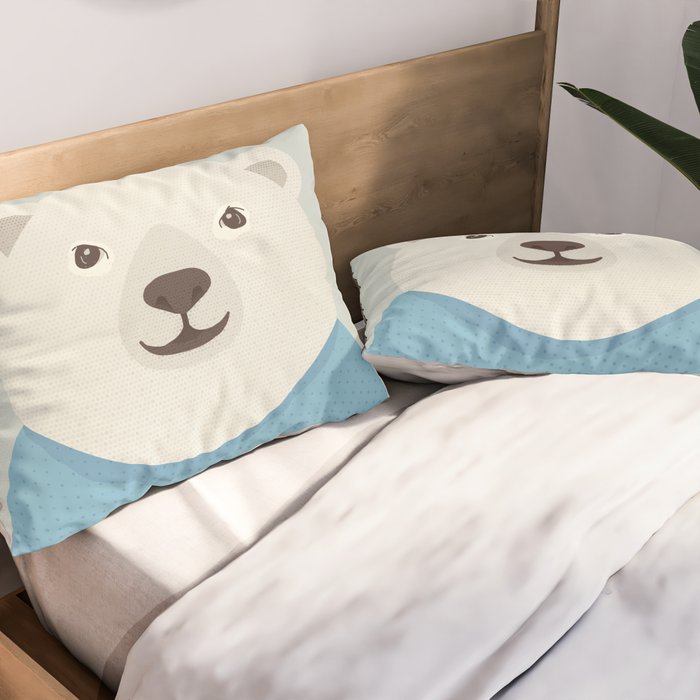 Whimsy Polar Bear, Animal Portrait Pillow Sham Gallery Image 2