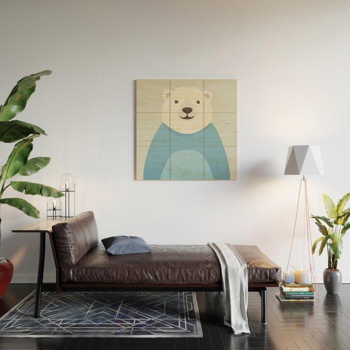 Whimsy Polar Bear, Animal Portrait Wood Wall Art Gallery Image 2