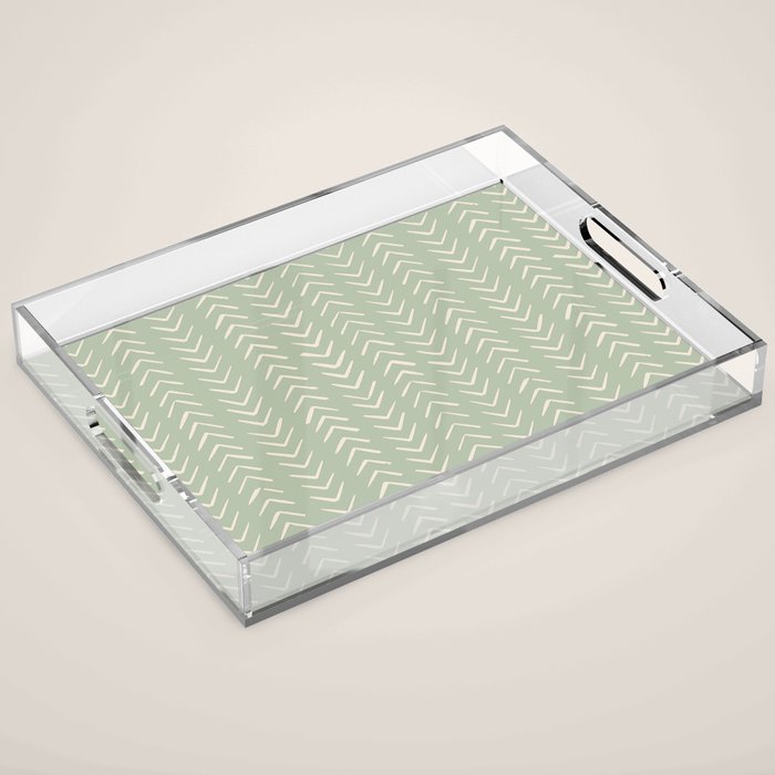 Sage Green Arrow Mudcloth  Acrylic Tray Gallery Image 1