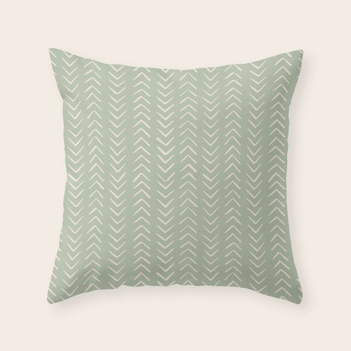 Sage Green Arrow Mudcloth  Throw Pillow Gallery Image 1