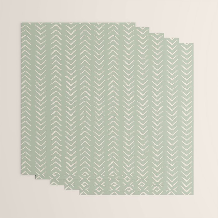 Sage Green Arrow Mudcloth  Wrapping Paper Gallery Image 3