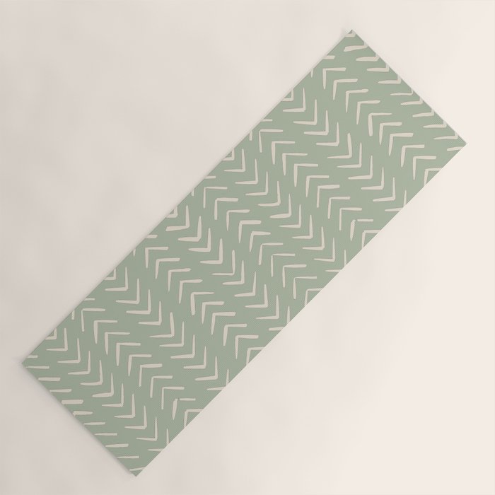 Sage Green Arrow Mudcloth  Yoga Mat Gallery Image 1