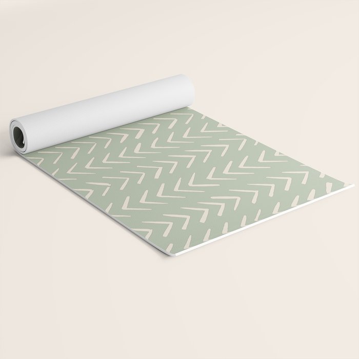 Sage Green Arrow Mudcloth  Yoga Mat Gallery Image 2