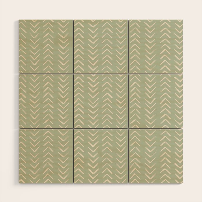 Sage Green Arrow Mudcloth  Wood Wall Art Gallery Image 1