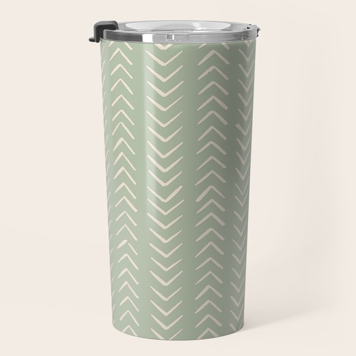 Sage Green Arrow Mudcloth  Travel Mug Gallery Image 3