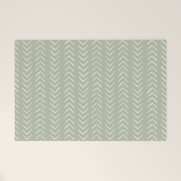 Sage Green Arrow Mudcloth  Welcome Mat Gallery Image 1
