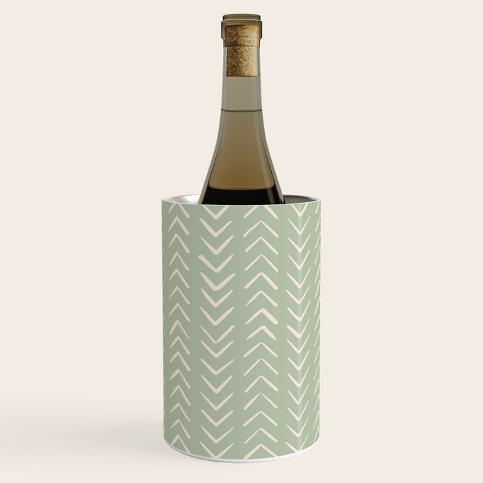 Sage Green Arrow Mudcloth  Wine Chiller Gallery Image 1