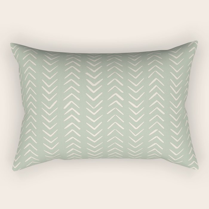 Sage Green Arrow Mudcloth  Rectangular Pillow Gallery Image 1