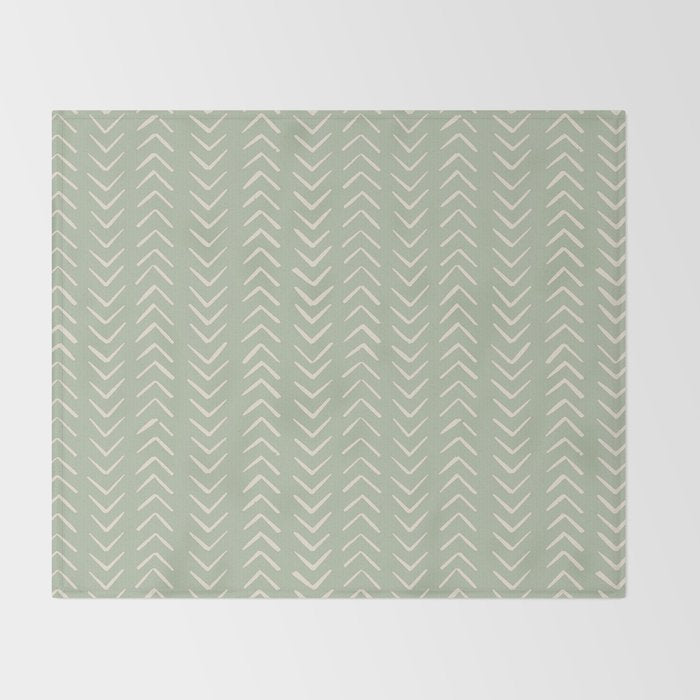 Sage Green Arrow Mudcloth  Throw Blanket Gallery Image 2