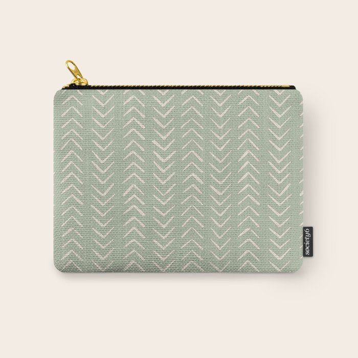 Sage Green Arrow Mudcloth  Carry All Pouch Gallery Image 1
