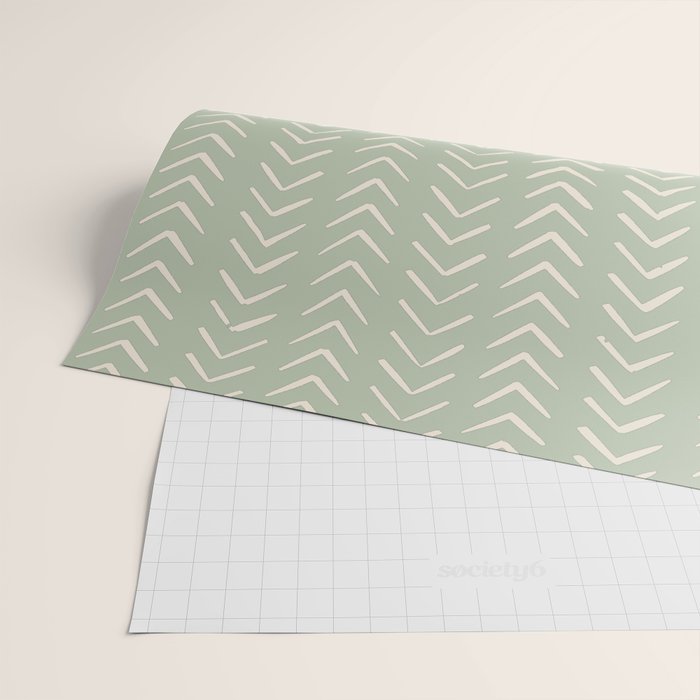 Sage Green Arrow Mudcloth  Wrapping Paper Gallery Image 2