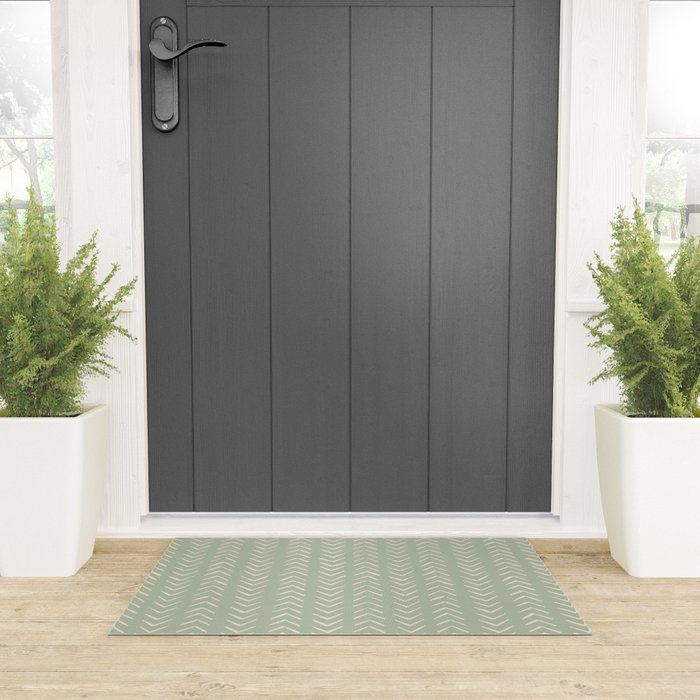Sage Green Arrow Mudcloth  Welcome Mat Gallery Image 3