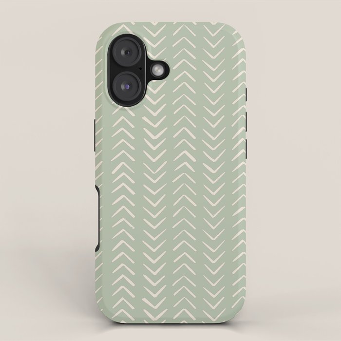 Sage Green Arrow Mudcloth  iPhone Case Gallery Image 1