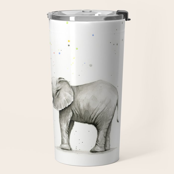 Baby Elephant Spraying Rainbow Travel Mug Gallery Image 2