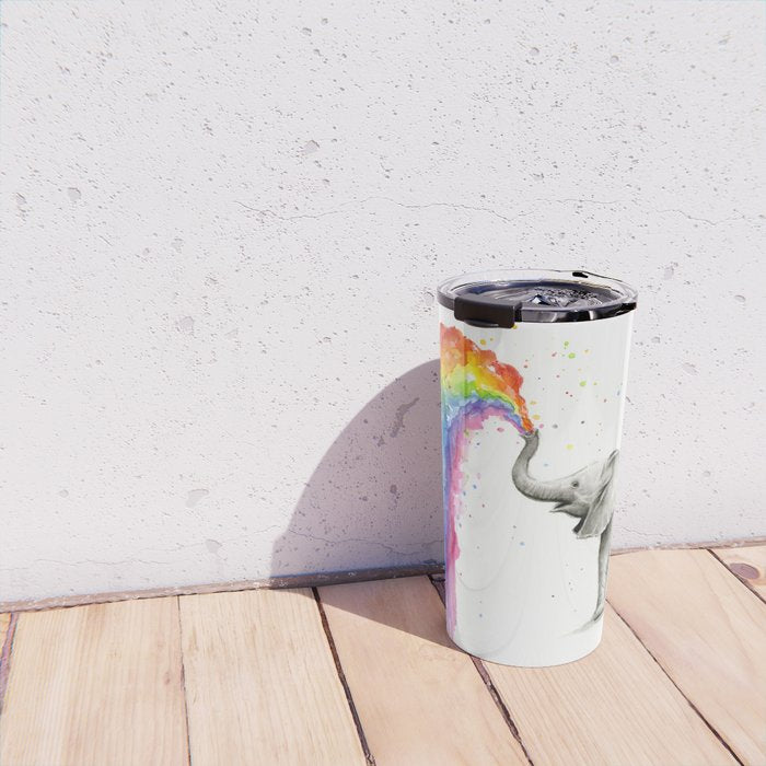 Baby Elephant Spraying Rainbow Travel Mug Gallery Image 4