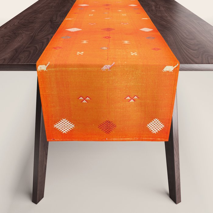Orange Oriental Traditional Creative Berber Moroccan Fabric Style Table Runner Gallery Image 1