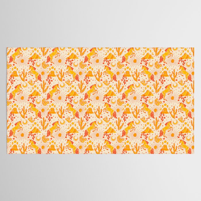 Desert Unicorn - yellow and red-orange Tablecloth Gallery Image 2