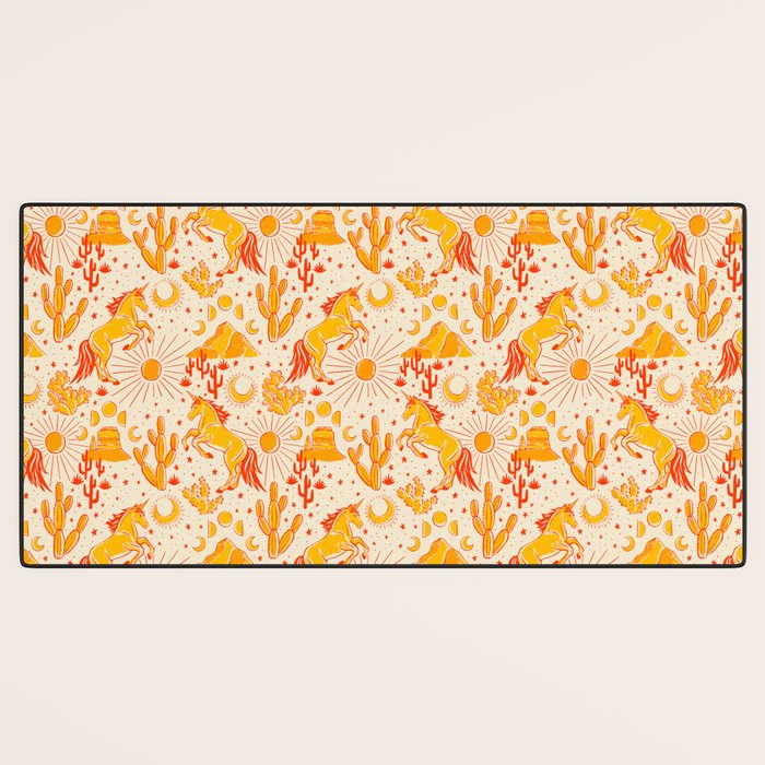 Desert Unicorn - yellow and red-orange Desk Mat Gallery Image 3