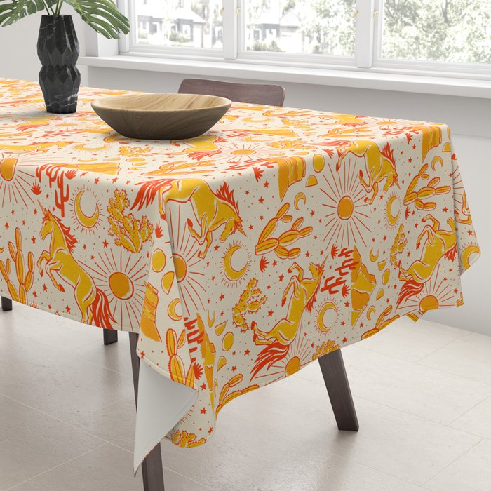 Desert Unicorn - yellow and red-orange Tablecloth Gallery Image 3