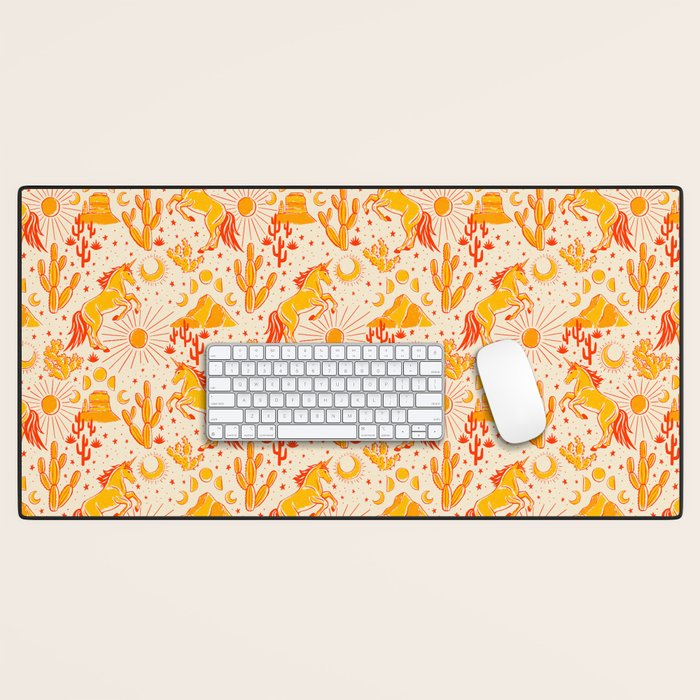 Desert Unicorn - yellow and red-orange Desk Mat Gallery Image 1