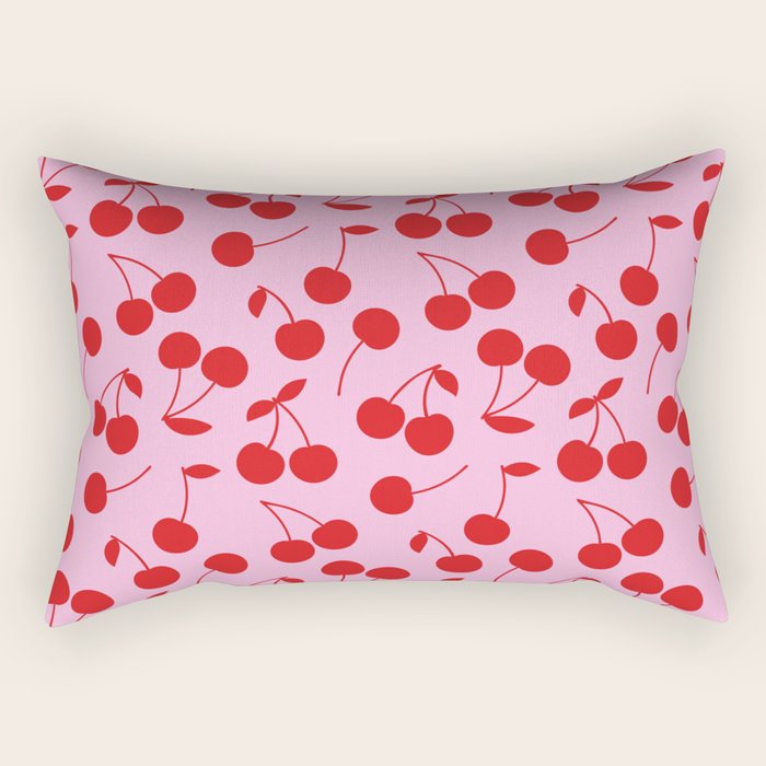 Pink & Red Cherries Rectangular Pillow Gallery Image 2
