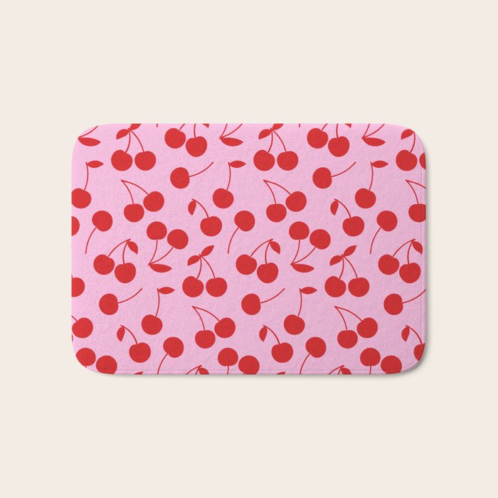 Pink & Red Cherries Bath Mat Gallery Image 1
