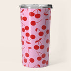 Pink & Red Cherries Travel Mug Gallery Image 2