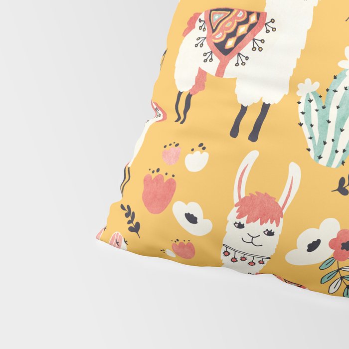 White Llama with flowers Pillow Sham Gallery Image 4