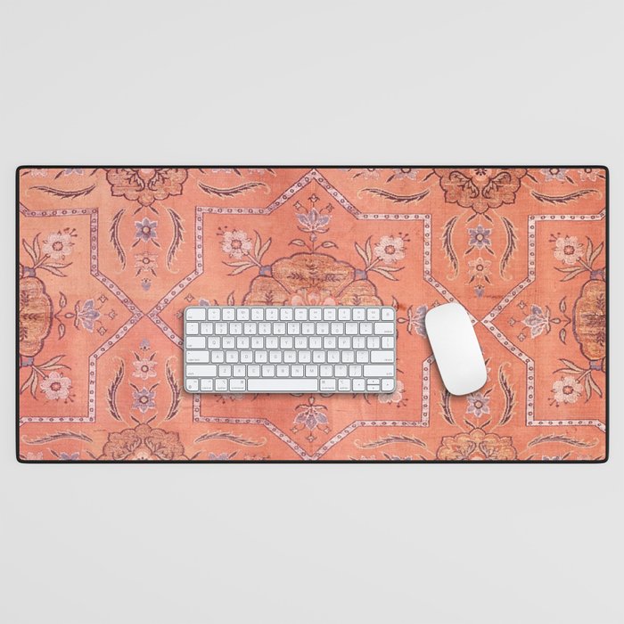Vintage Distressed Pink Iranian Silk Desk Mat Gallery Image 1