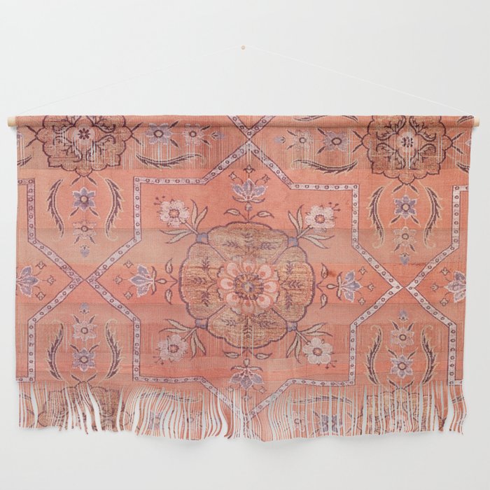 Vintage Distressed Pink Iranian Silk Wall Hanging Gallery Image 1