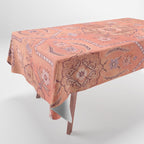 Vintage Distressed Pink Iranian Silk Tablecloth Gallery Image 1